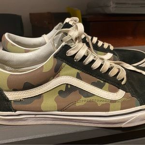 Vans camo size 10.5. These show virtually no wear and excellent condition.